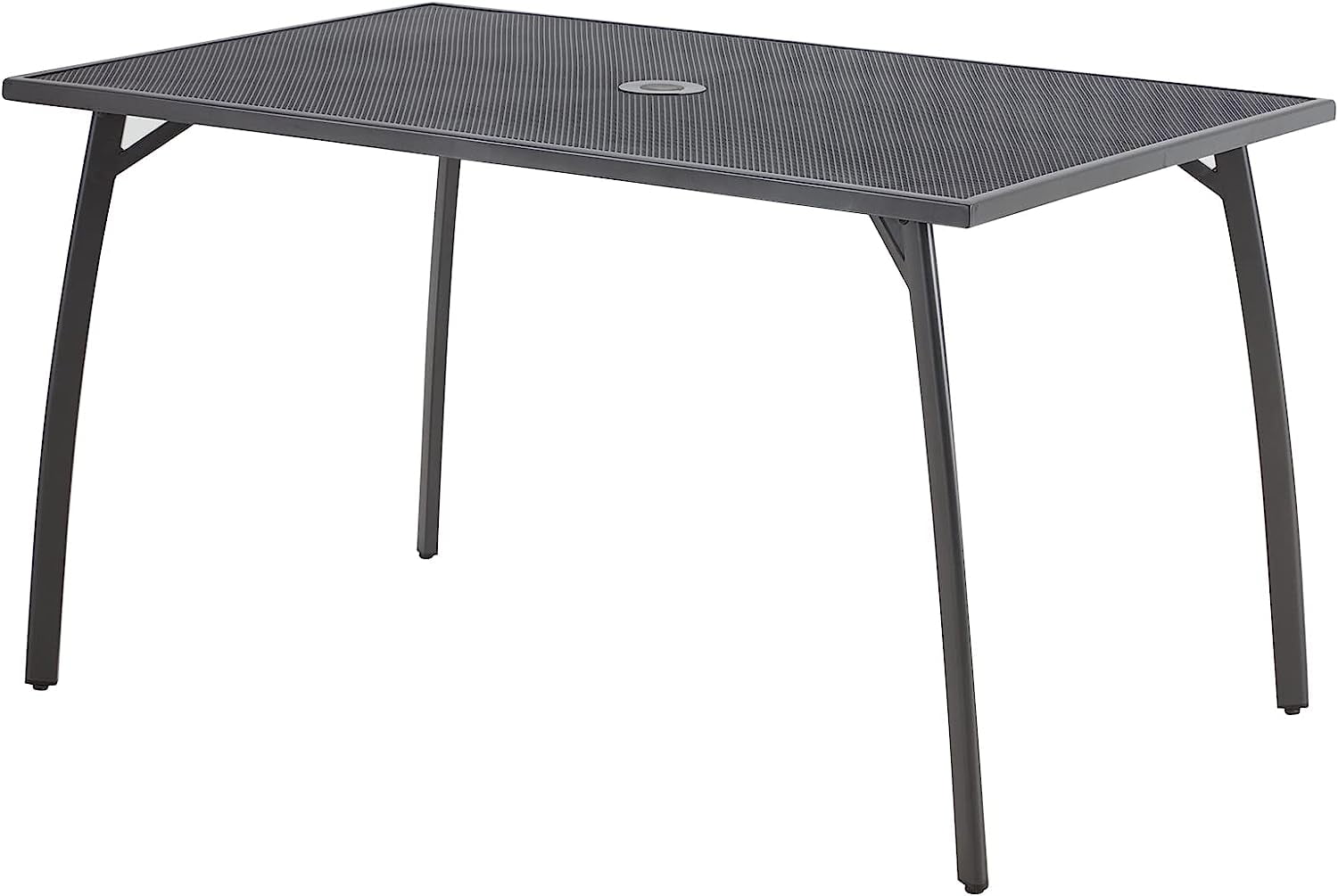 AECOJOY 51"x31" Rectangular Outdoor Dining Table, Metal Patio Table with Umbrella HoleBlack