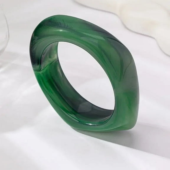 Nvzi-c Square Acrylic Resin Bangle Bracelet Wide Geometric Irregular Wristbands Women,Green