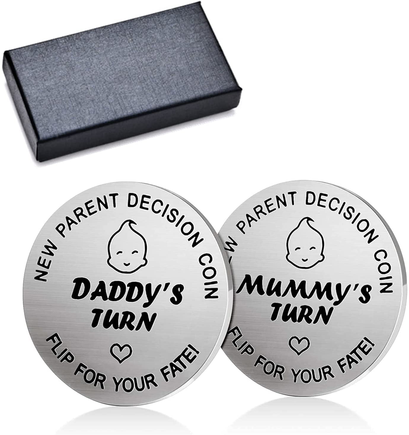 Baby Shower New Mom Dad to Be Gift for Newborn Boys Girls New Parent Decision Coin for Christmas Birthday Pregnancy Gifts for Women Men Mothers Fathers Day Idea for First Time Mommy Daddy Double-Sided 