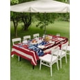 thumbnail image 5 of 60x120 Inch Outdoor Tablecloth with Umbrella Hole Zipper Rectangle American Flag Rectangular Tablecloths Outside Waterproof Red Stripe Blue Star Patriotic Floral Patio Table Cover for Picnic Party, 5 of 8