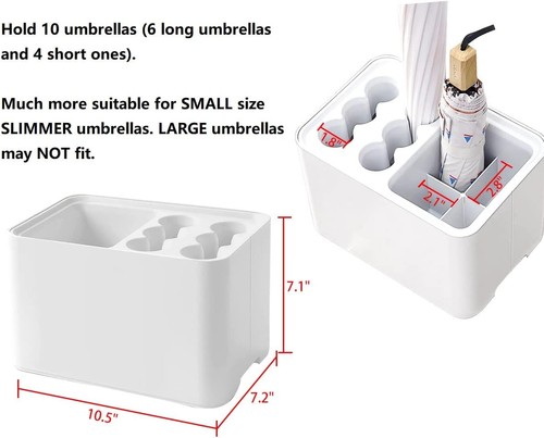 ShadeMart White Umbrella Stand, Plastic Drying Rack & Storage Holder with Drip Catcher, Space-Saving for Home Office Hotel