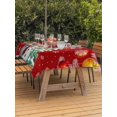 thumbnail image 2 of Outdoor Tablecloth with Umbrella Hole and Zipper, Red Snowman Christmas Rectangle Table Cloth 54x80 Inch Waterproof Tablecloth, Xmas Tree Ball Snowflake Winter Picnic Table Cover for Patio Camping, 2 of 7