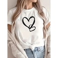 thumbnail image 1 of Valentine'S Day Heart Print Casual T-Shirt, Knit Fabric with Slight Stretch, Crew Neck Short Sleeve Top for All Seasons Tee For Adult, Men, Women, Teen, Teenager, Adolescent, Youth, 1 of 5