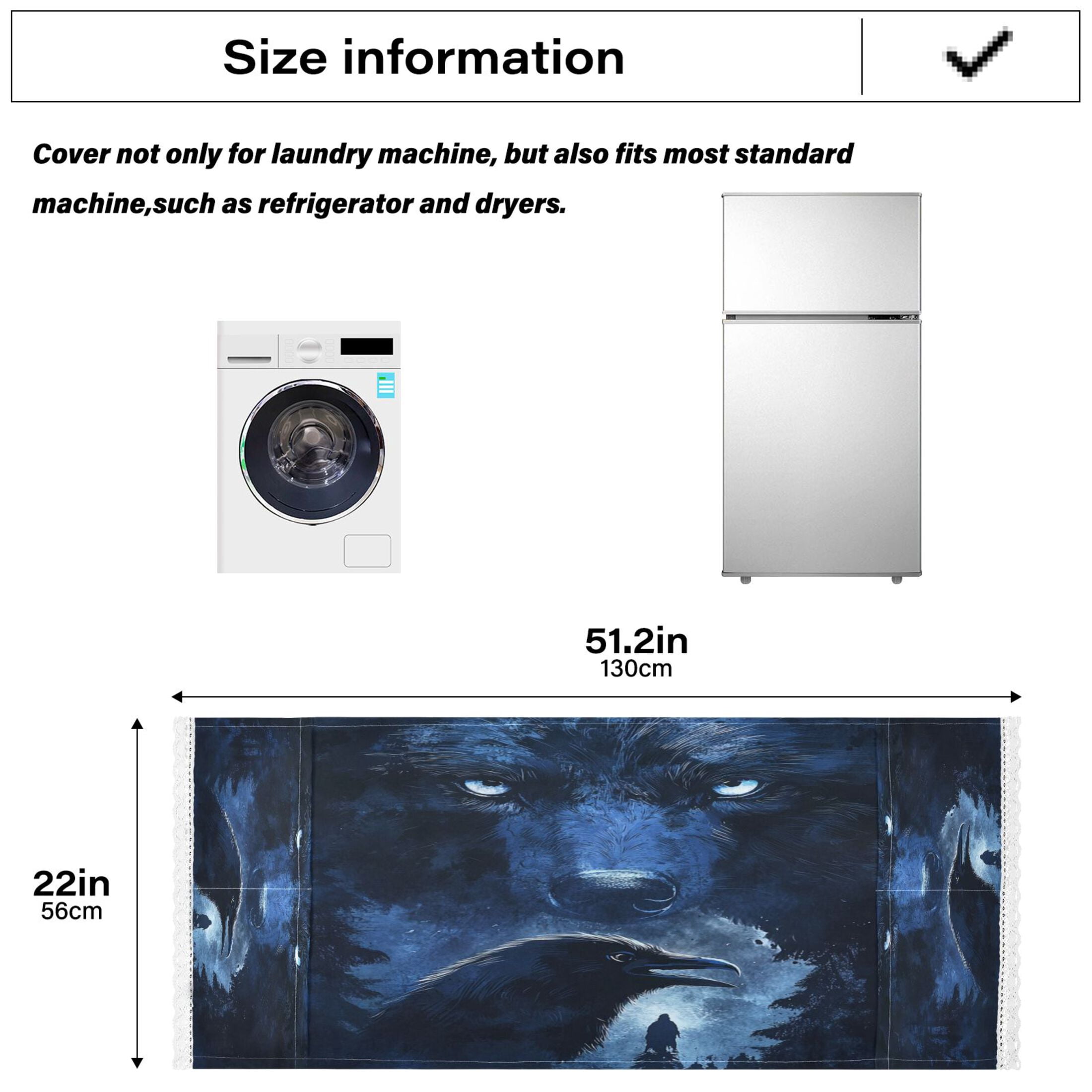 WOBOGO Raven Wolf in The Moonlight Washing Machine Cloth Dryer Refrigerator Top Cover Protective Non-Slip Mat For Kitchen Laundry