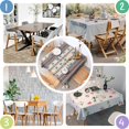 thumbnail image 3 of Geometric Stripe Beige Pattern Square Tablecloth, Waterproof Wipeable Spillproof Washable Table Cover for Home Kitchen Party and Daily Decor 42"x42", 3 of 5