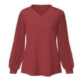 thumbnail image 4 of gakvbuo Fall Sweaters for Women Fall 2022 Woman V Neck Hollow Out Long Sleeve T Shirt Autumn Solid Blouse Tops, 4 of 5
