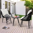 thumbnail image 3 of 3 Pieces Bistro Set, Woven Rope Chair with Cushions, All Weather Patio Conversation Set and Side Table, Ideal for Deck, Balcony, Poolside, Black, 3 of 13