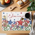 thumbnail image 2 of Independence Day Placemats Set of 4 4th of July Red Blue Stars Patriotic Place Mats Indoor Wipeable Table Mats Washable Cloth Dining Table Placemats for Kitchen Holiday Party Home Decor 13x19 Inch, 2 of 9