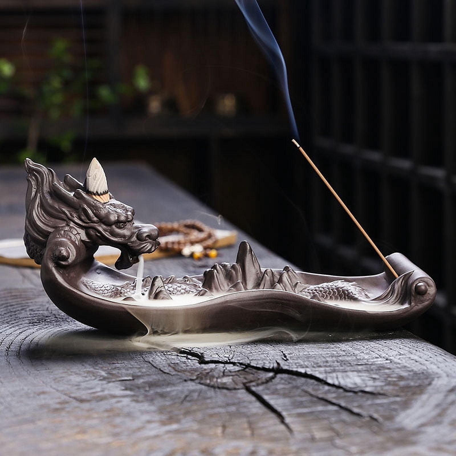 Purple Clay Backflow Incense Burner Dragon Decoration Creativity Chinese Loong Incense Holder Smoke Incense Burner Office Decoration