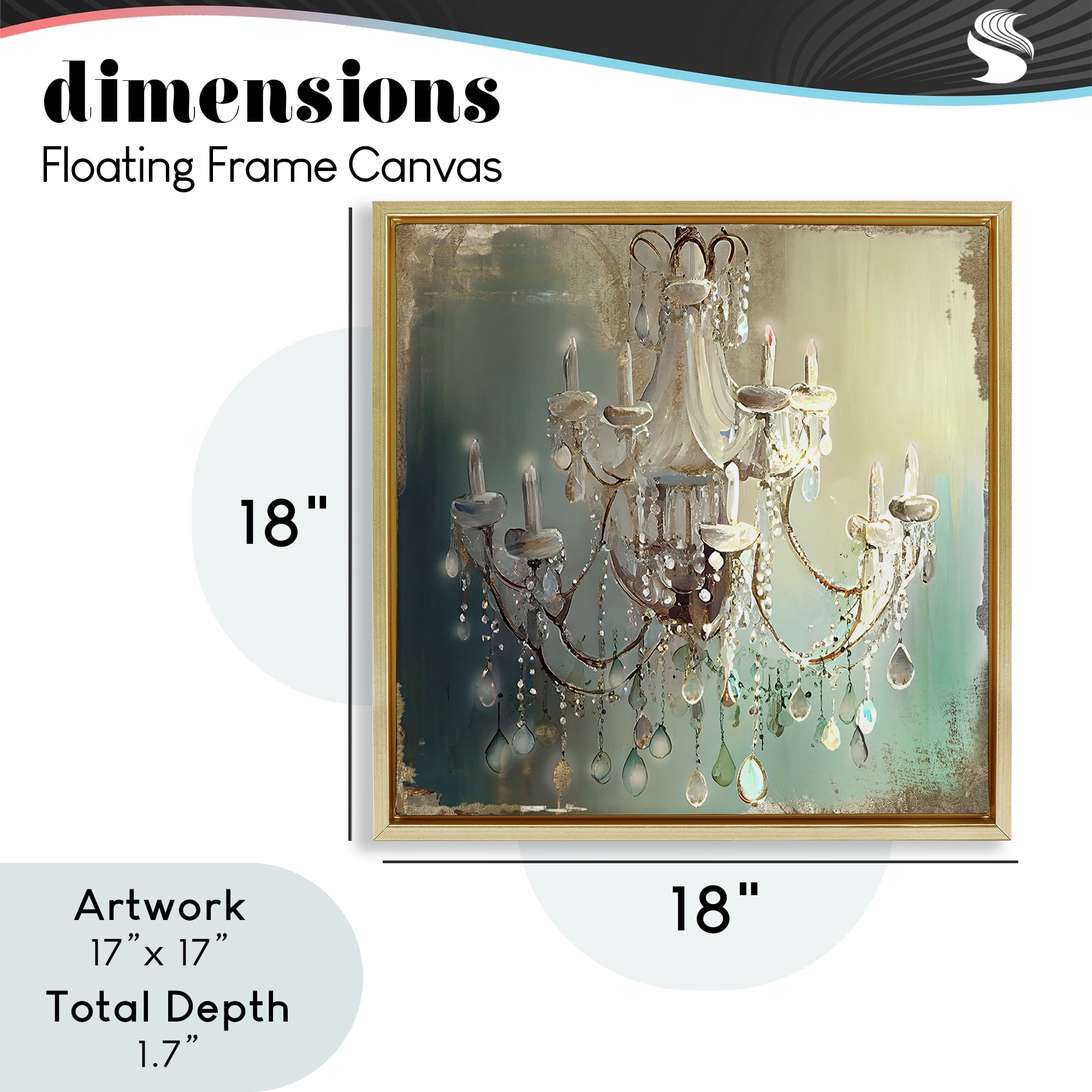 Vintage Illumine Chandelier Gold Framed Floater Canvas Wall Art, design by Sasha