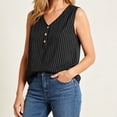 thumbnail image 6 of Hearthz Women's Striped V Neck Sleeveless Tops for Women 3 Buttons Henley Curved Hem Womens Tank Tops Lightweight Textured Vest, 6 of 7