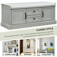 thumbnail image 4 of Storage Bench with 2 Drawers and 2 Cabinets, Shoe Bench with Seating &Velvet Removable Cushion, Wooden Organizer Storage Bench for Entryway Living Room Bedroom, Gray Wash, 4 of 9