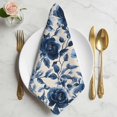 thumbnail image 2 of Navy Blue Botanical Peony Cloth Napkins, Vintage Floral Blossom Washable and Reusable Dinner Napkins Set of 6, Table Napkin for Kitchen Party Birthday Wedding Hotel Housewarming 20"x20", 2 of 9