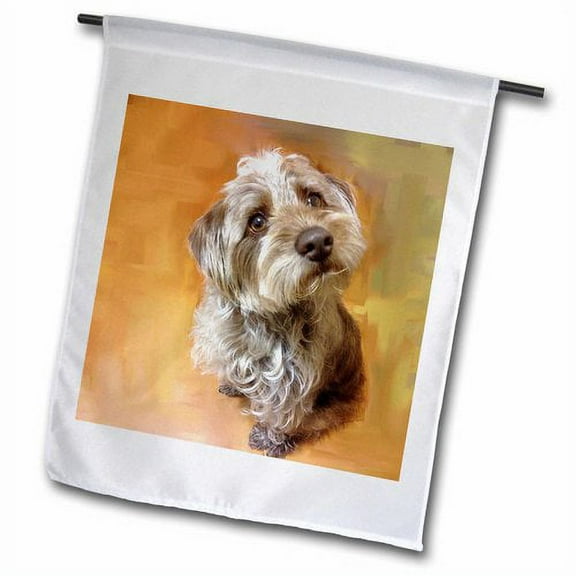 3dRose, schnoodle brown silver, 18 x 27 inch Garden Flag