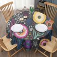 thumbnail image 3 of Multicolor Cartoon Floral Pattern Round Tablecloth 60"x60",Wrinkle Wipeable Table Cloth for Kitchen Dining Room Picnic Patio Party, 3 of 6