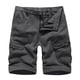 thumbnail image 1 of Pantalones cortos de carga recortados con múltiples bolsillos y botón de cremallera sólida informal para hombre Pompotops  oipoqjl41288, 1 of 3