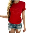 thumbnail image 2 of TIMIFIS T-Shirts de la Saint-Valentin pour Femmes Été Décontracté Manches Courtes Col Rond Imprimé Cœur d'Amour, 2 of 4