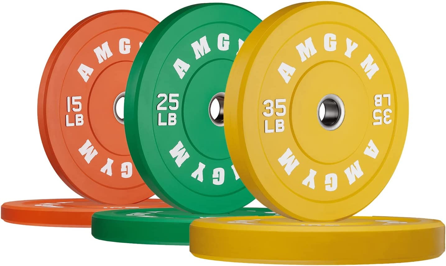 AMGYM Color Olympic Bumper Plate, Weights Plates, Bumper Weight Plate, Steel Insert, Strength