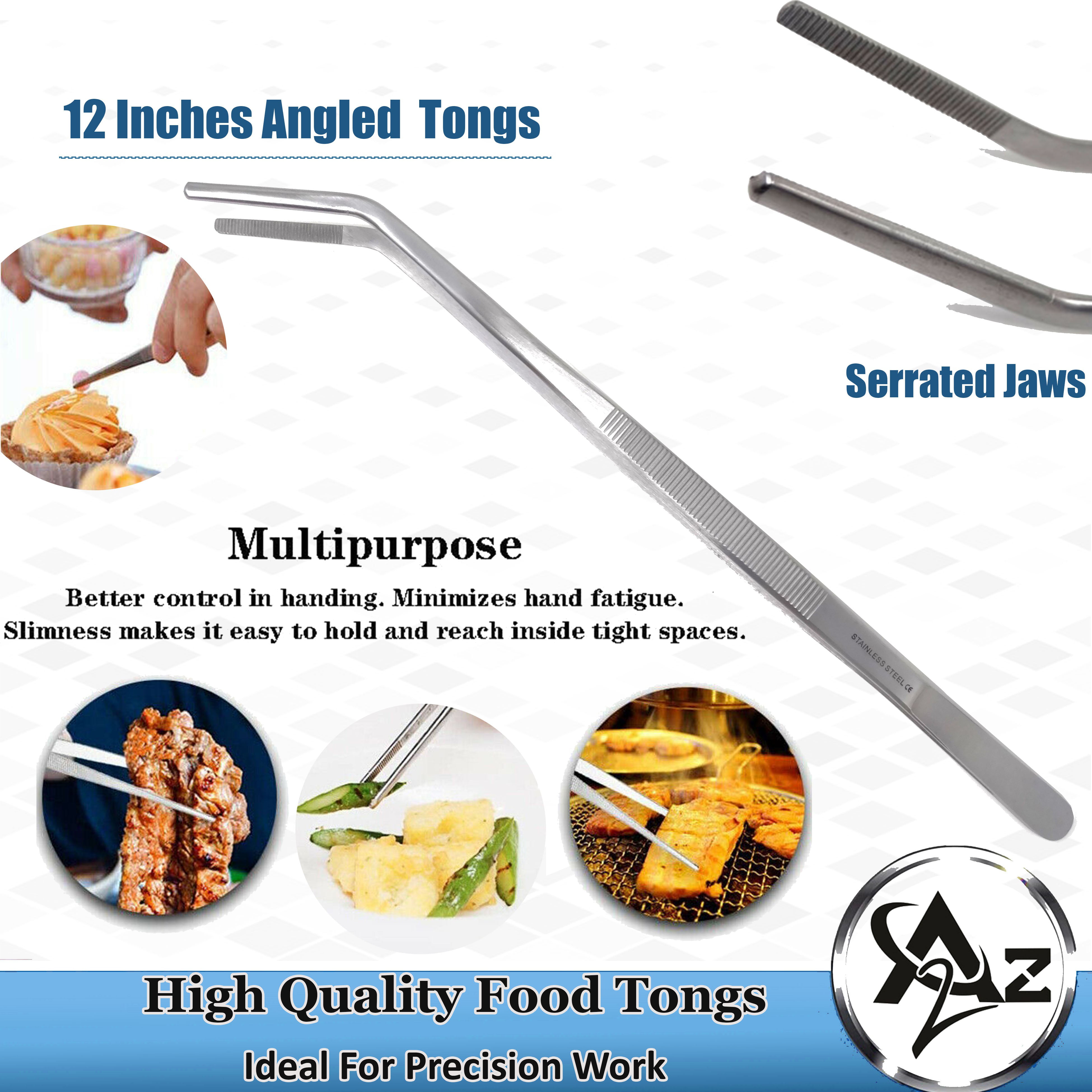 ENESTO Kitchen Tweezers Stainless Steel - Food Tweezers Set 12 inch, Fine  Tweezer Tongs, Extra Long Tweezers