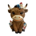 thumbnail image 1 of Miniature Cow Resin Statue Scottish Calf Figure for Christmas Home Garden Kitchen, 1 of 6