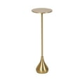 thumbnail image 5 of Kate and Laurel Hersi Decorative Modern Pedestal Drink Table, 7 x 7 x 20, Gold, Cast Aluminum Mini Table with Teardrop Base for Use as Small Plant Stand or Living Room Martini Table, 5 of 9