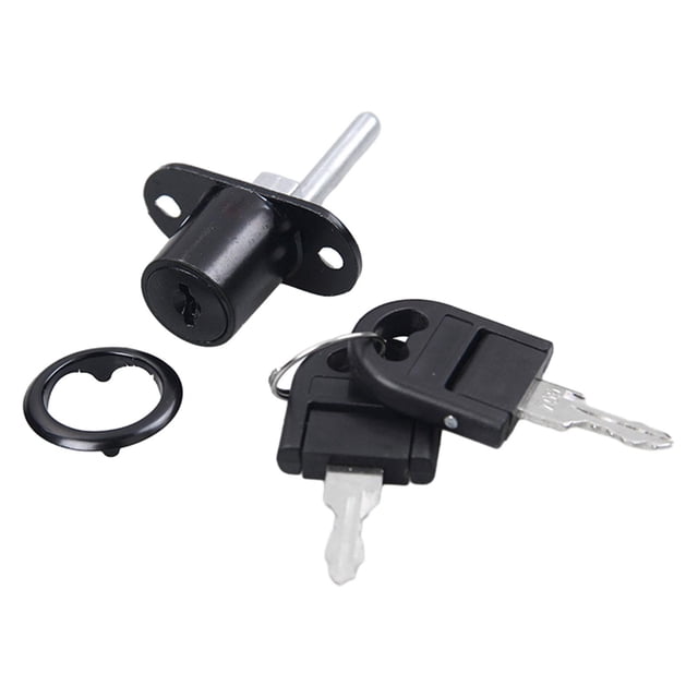Push Plunger Lock Cylinder Head Portable Triple Drawer Lock Cabinet Plunger Lock 19mm Black