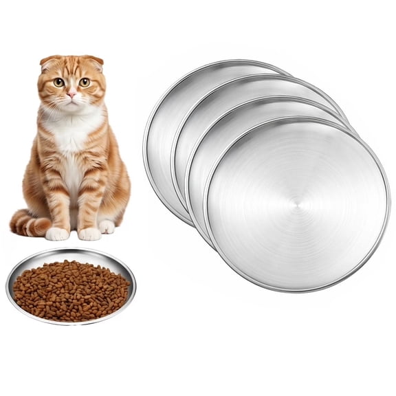 BlinkL Whisker Friendly Cage Mounted Small Stainless Steel Food Bowl with Cat Bowl for Cats, Silver (4 Pack)