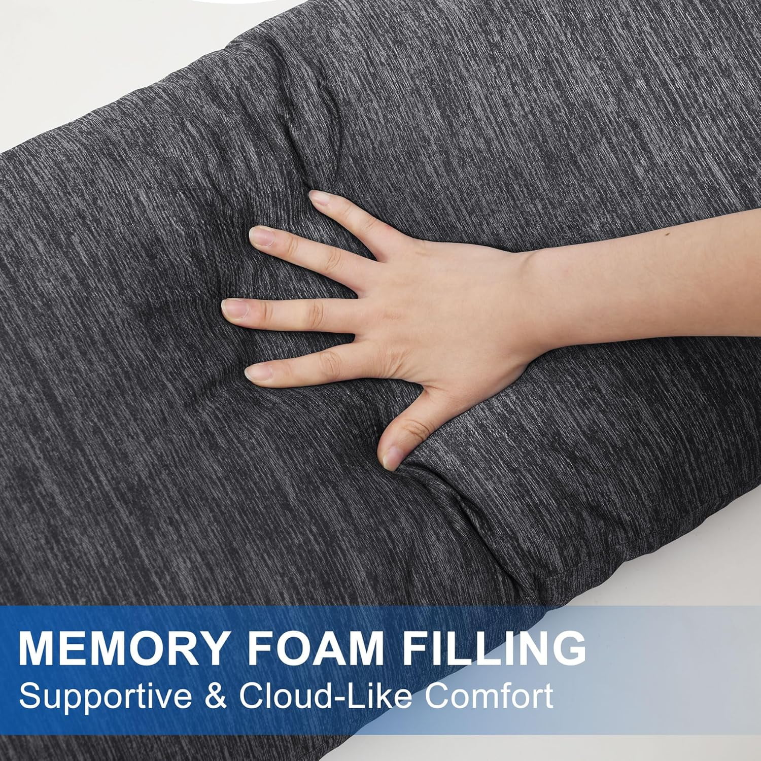 XWZO Cooling Body Pillow for Side Back and Stomach Sleepers - Shredded Memory Foam Bed Pillow with Removable & Adjustable Filling, Set of 1, 20 x 54 Inches, Grey