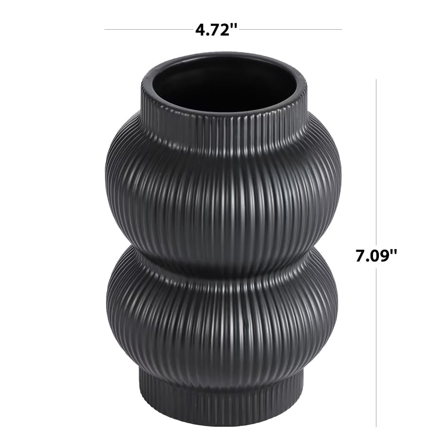 Home Décor Collection Sterling & Noble Home Black Ceramic Bubble Design 7.09" Tabletop Vase