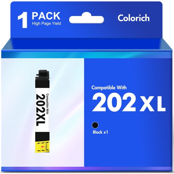 202XL Ink Cartridges 1 pack Black Compatible for Epson 202XL 202 202 XL Black Printer Ink Epson WorkForce WF-2860 Expression Home XP-5100
