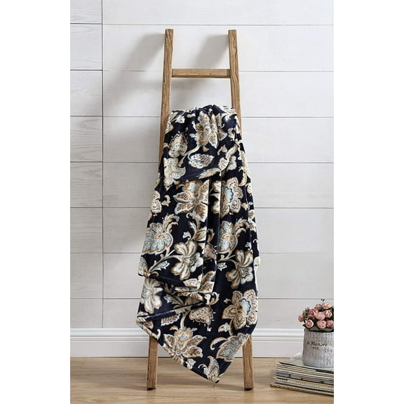Serafina Home All American Collection Plush Throw | Decorative Abstract Floral Design | Great for Couch Bedroom Or Travel | Unique Accent Piece Ultra Soft | Multi-Purpose Plush Throw 50x70 Inches
