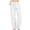 White, variant on Simua Linen Pants for Women Casual Solid Color Elastic Waist Drawstring Pocket Lounge Wide Leg Trousers