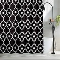 thumbnail image 2 of Retro Moroccan Design Fabric Shower Curtain Black Geometric Pattern Washable Shower Curtains for Bathroom, Waterproof Bath Curtain with Hooks Home Decor 72x84in, 2 of 8
