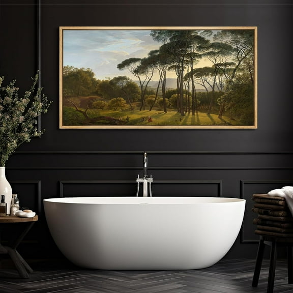 IDEA4WALL Extra Large Framed Canvas Print Wall Art Forest Clearing Classic Landscape Pastoral Nature Scenery Antique Retro Fine Art Countryside Decorative for Home Decoration - 60"x30"