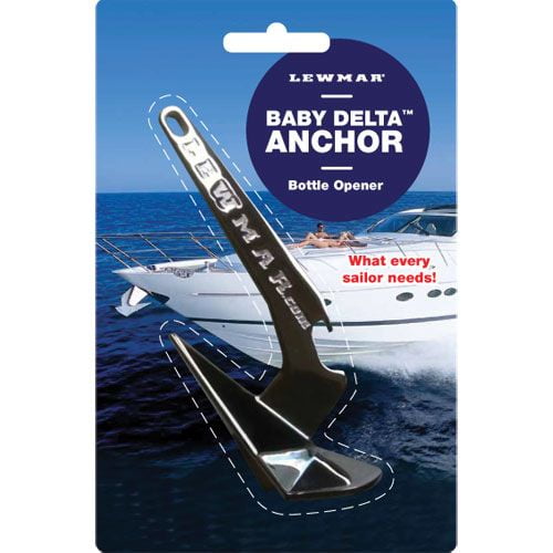 Lewmar Baby Delta Anchor Bottle Opener, 5-1/4" L x 2" W x 1-1/2" H Mirror-Polished Stainless Steel, Boat Galley Gift, Novelty Replica