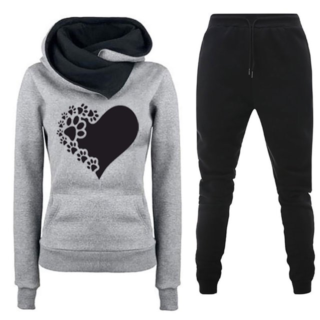 jovatis Costumes pour Femmes 2024 Ensemble Pull à Col Rond Manches Longues Imperméable Pantalon Deux Pièces Haut/chemise à Col Rond
