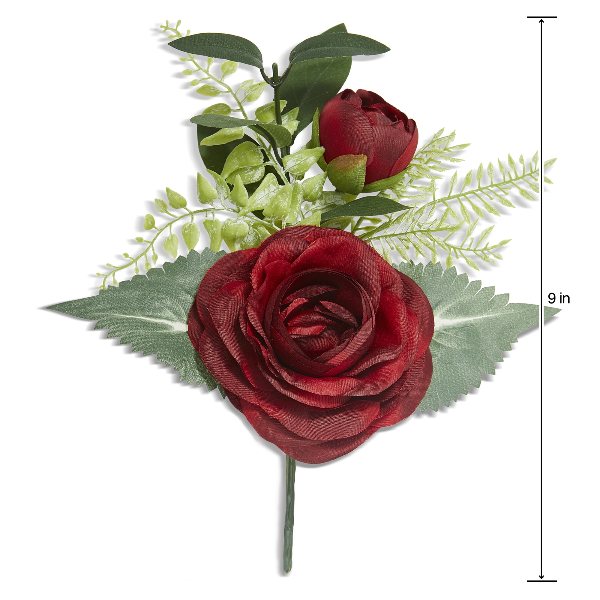 Mainstays 9" Artificial Mini Red Rose Bouquet Pick, 24pk
