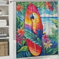 thumbnail image 5 of Hawaiian Style 4 Piece Shower Curtain Sets, with Non-Slip Rugs, Toilet Lid Cover And Bath Mat, for Bathroom Decor Set, 5 of 8