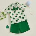 thumbnail image 4 of Toddler Baby Boy St Patricks Day Outfits Button Up Short Sleeve Shirt And Shorts Set 2Pcs Irish Outfits baby clothes for girls 12-18 months boys 2t clothes, 4 of 8