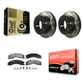 thumbnail image 1 of Transit Auto Rear Coated Drilled Slotted Disc Brake Rotors and Semi-Metallic Pads Kit for Car GMC Chevrolet Sierra 2500 HD Silverado 3500 Suburban KDF-100428, 1 of 11