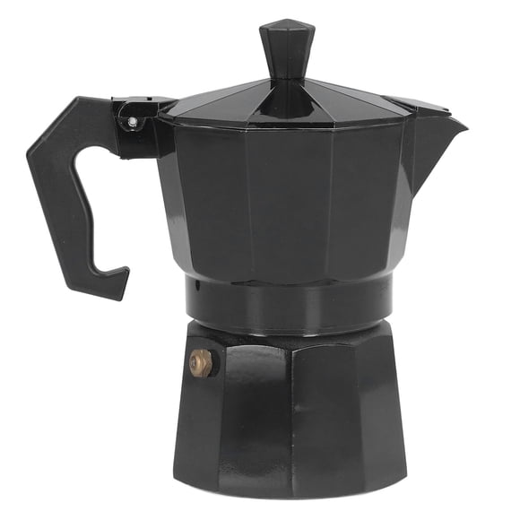Cafetera italiana de aluminio de 150 ml y 3 tazas, cafetera moka para el hogar, color negro