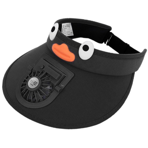Sombrero con visera solar para niños con ventilador, sombrero con ventilador de refrigeración para niños, camping, viajes y vocaciones. Negro
