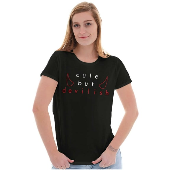 Funny Sarcastic Cute But Devilish Womens Slim Fit Graphic Tee Brisco Brands S