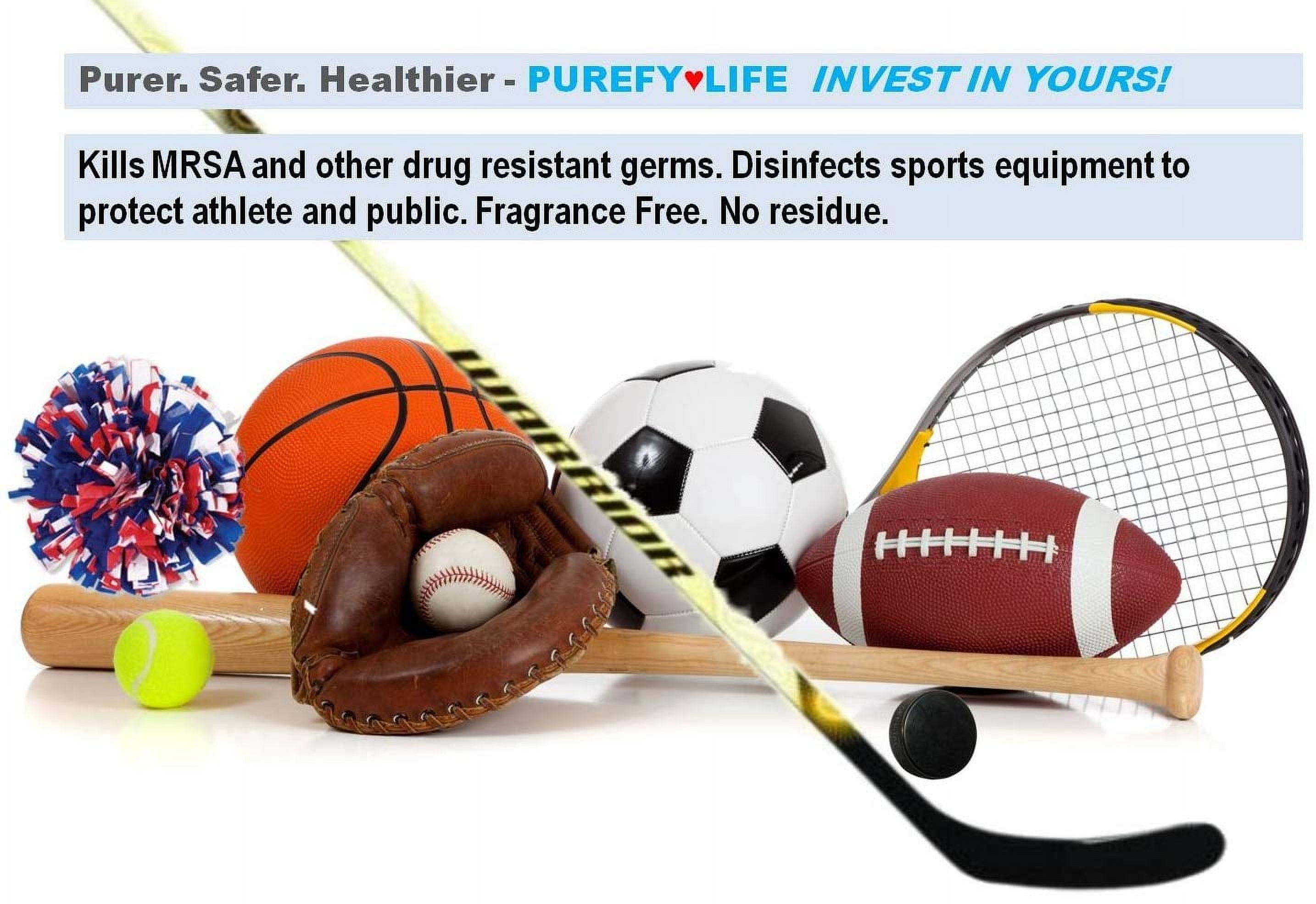 pro Sports Equipment Disinfectant Spray - (4oz 2pk) Kills 99.9999% MRSA HIV Athlete Foot Fungus Virus and Fungi. No Rinse Residue. Pads Yoga Mats Shoes Boxing Gloves Euipment