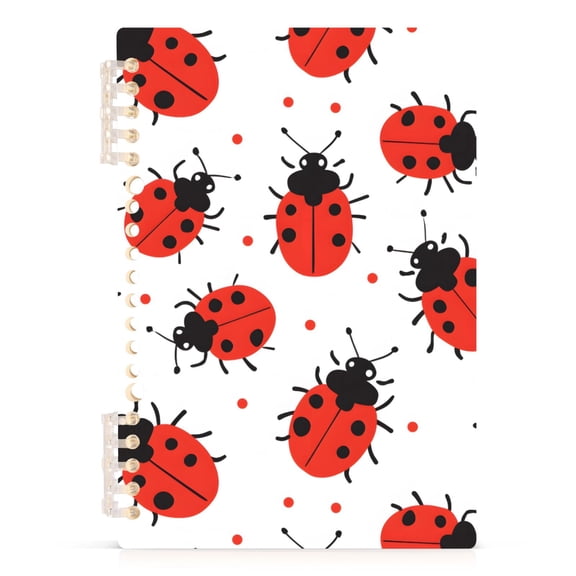 joogoo A5 Spiral Journal Notebook Ladybugs Polka Dots College Ruled Notebooks 8.3" x 5.7" 1 PC