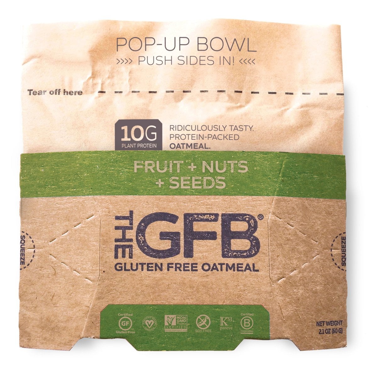 The GFB Gluten Free Fruit Nut & Seeds Flavor Oatmeal, 2.1 oz, 6 Packets