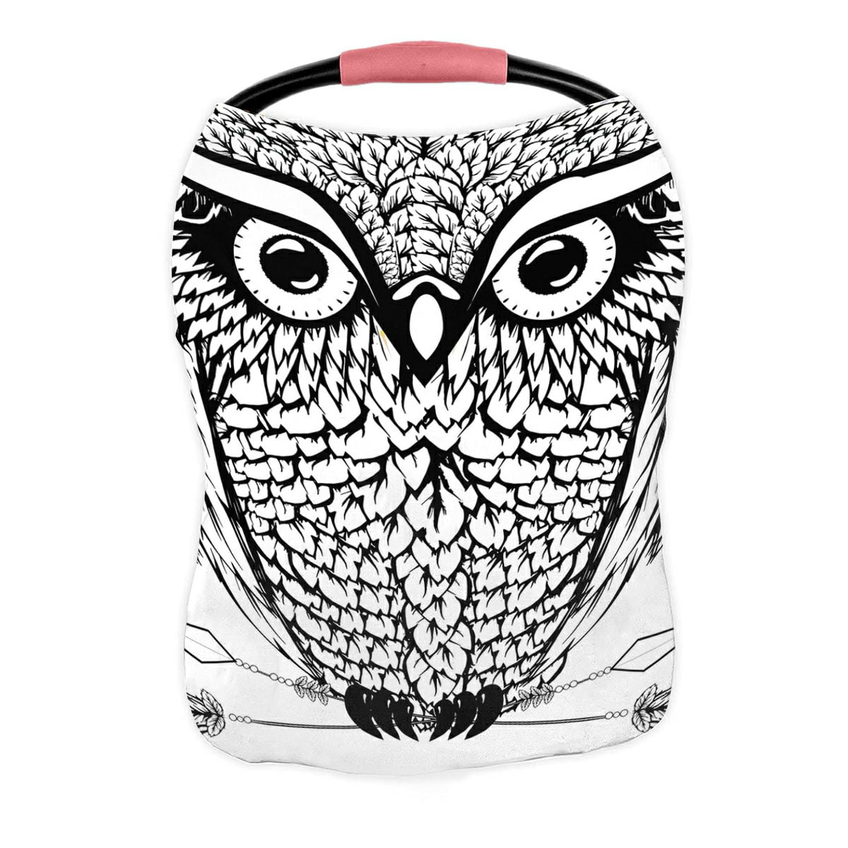 ABPHQTO Owl Branch Black White Zentangle Art Nursing Cover Baby Breastfeeding Infant Feeding Cover Baby Car Seat Cover Infant Stroller Cover Carseat Canopy Breathable