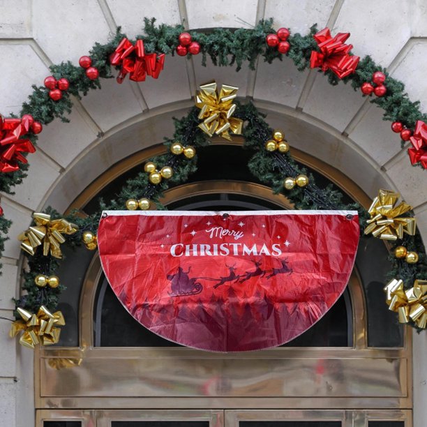 Bandera de medio ventilador de Puntoco, bandera de Navidad, banderines para exteriores, banderines para exteriores, fiesta navideña, decoración de jardín y Patio Puntoco Puntoco-2557