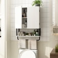 thumbnail image 2 of Fluted Bathroom Wall Cabinet with 2 Doors, 3-Tier Modern Farmhouse Medicine Cabinet, Over The Toilet Storage Cabinet with Adjustable Shelf and Towel Bar (White, Medium), 2 of 18