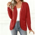 thumbnail image 3 of Byworldtasic Long Sleeve Knit Sweater Cardigans for Women Curved Hem Open Front with Pockets, 3 of 6